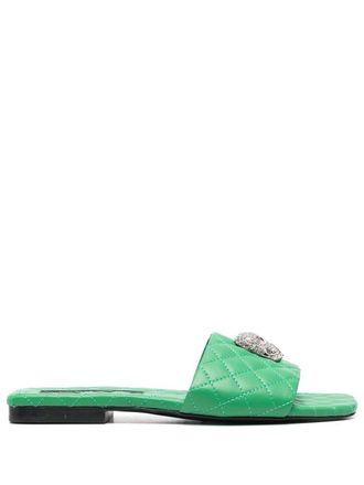 Philipp Plein Matelass&eacute; slippers - Groen