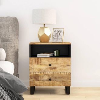 vidaXL Vidaxl - Mesita De Noche Madera Mango Madera Contrachapada 50x33x62 Cm