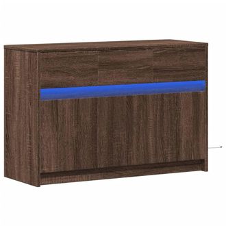 Berkfield Home TV Cabinet with LED Brown Oak 91x34x61 cm Engineered Wood | Size: 91 x 34 x 61 cm