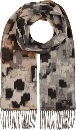 Fraas Womens Abstract Houndstooth Cashmink Scarf In Stone