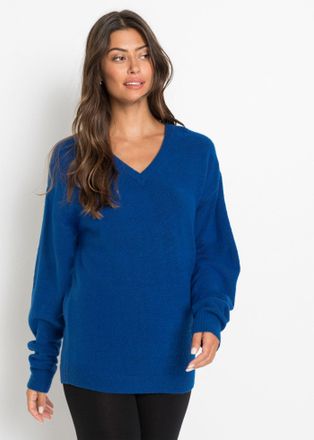 Bonprix Strickpullover BONPRIX Oversize-Strick-Pullover, Damen, Gr. 32/34 (XS), blau (arktikblau meliert), Obermaterial: 75% Polyacryl, 22% Polyester, 3% Elas