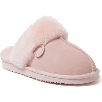 Dearfoams Fireside Sydney Genuine Shearling Scuff Slipper in Pink at Nordstrom, Size 10