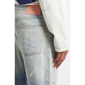 Acne Studios 2021 Trafalgar Paint Slatter Wide Leg Jeans in Light Blue at Nordstrom, Size 31 X 32