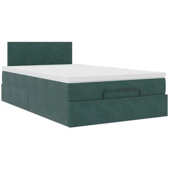vidaXL Cama Otomana Con Colch&oacute;n 120x190 Cm Terciopelo Verde Oscuro Vidaxl