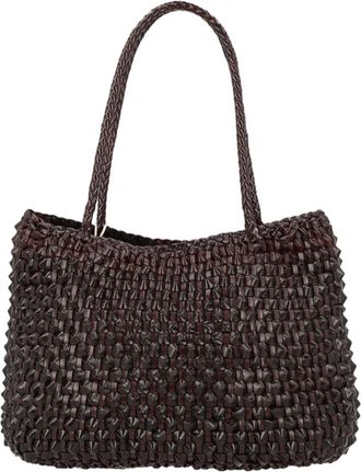 Dragon Diffusion Dark Brown Woven Leather Shoulder Bag