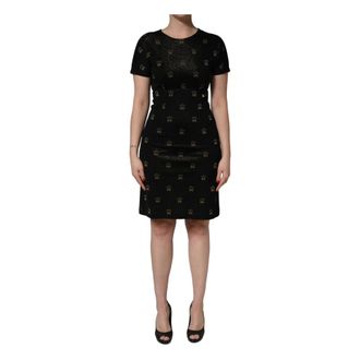 Dolce & Gabbana Short Dresses, female, Black, Size: XS Short-Sleeve Sheath Dress