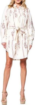 Ciebon Amelie Embroidered Long Sleeve Shirtdress in Rust Multi at Nordstrom Rack, Size Medium