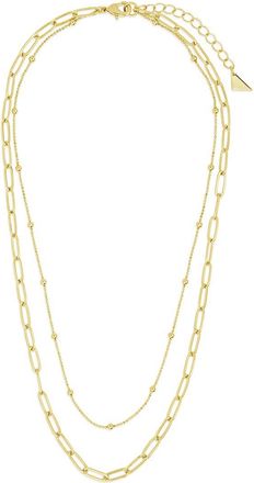 Sterling Forever 14K Plated Leah Paperclip Layered Chain Necklace