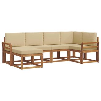 vidaXL Conjunto De Sof&aacute;s De Exterior Con Coj&iacute;n 6 Pcs Natural Y Beige Vidaxl