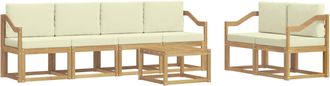 vidaXL Conjunto De Sof&aacute;s De Exterior 7 Uds. Blanco Y Crema Vidaxl