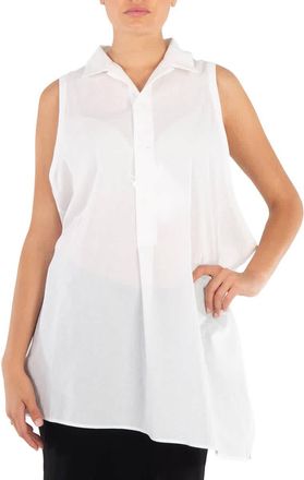 Yohji Yamamoto Ladies White Dropped No Sleeves Blouse, Brand Size 2 (Small)