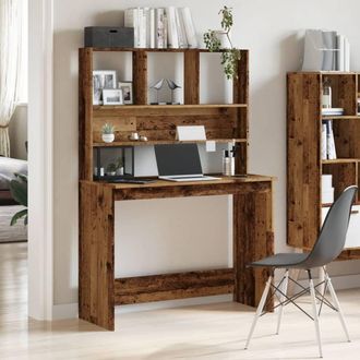 Berkfield Home Desk with Shelves Old Wood 102x45x148 cm Engineered Wood in Brown | Size: 102 x 45 x 148 cm