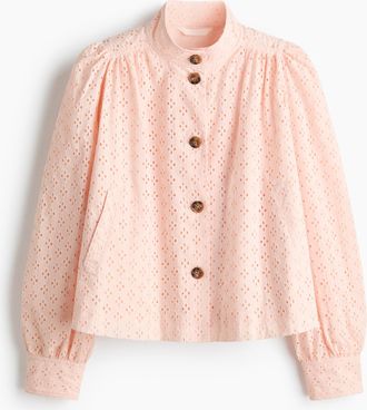 H&M Baumwolljacke mit Broderie Anglaise - Hellrosa