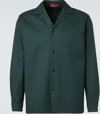 Gucci Camicia in canvas di misto cotone GG