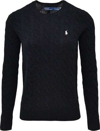 Polo Ralph Lauren Cable Knit Black Long Sleeve Pullover with Crew Neckline
