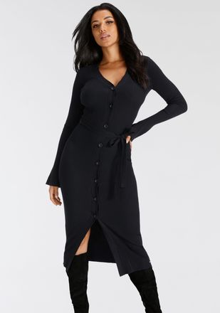 Bruno Banani Strickkleid wadenlang, elegant und feminin, aus Viskosemischung