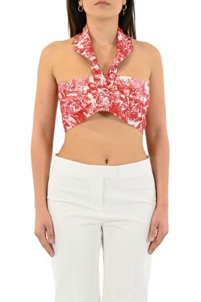 Philosophy di Lorenzo Serafini Toile De Jouy Radzmir Crop Top In Red-White
