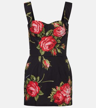 Dolce & Gabbana Abito corto bustier in cotone con stampa floreale