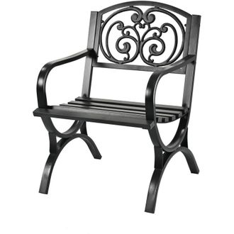 Relaxdays Sedia da giardino Relaxdays, con braccioli, extra larga, in metallo, sedia vintage, HLP: 85,5 x 60 x 56 cm, nera