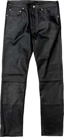 Purple straight-leg leather trousers - men - Leather - 29 - Black