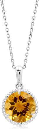 MAX + STONE 14k Yellow or White Gold Roped Halo 8mm Round Gemstone Pendant Necklace