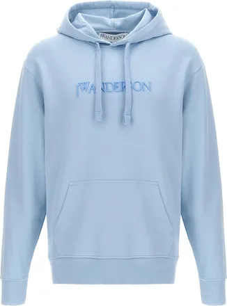J.W.Anderson J. W. Anderson-Logo Embroidery Hoodie Felpe Celeste-Uomo