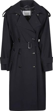 Max Mara Jassen, Dames, Blauw, S, Wol, Certo Trenchcoat