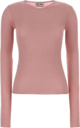 Miu Miu Pink Knitted V Neck Sweater