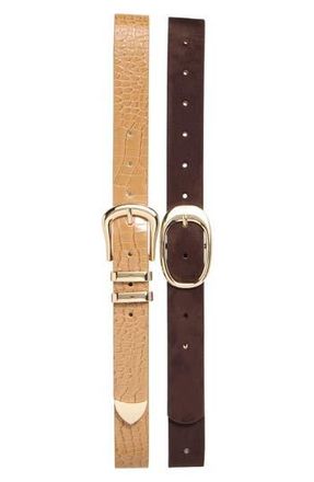 Steve Madden Set of 2 Assorted Belts in Tan Multi at Nordstrom Rack, Size X-Large