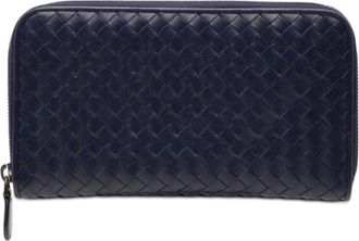Bottega Veneta Navy Leather Long Wallet (Bi-Fold) (Pre-Owned)