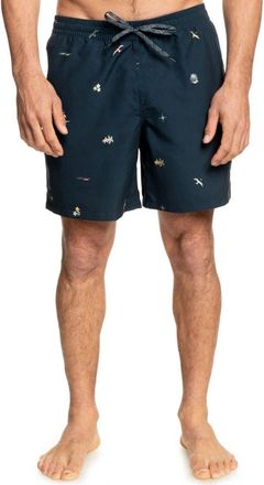 Quiksilver Surfsilk Mix Swim Trunks in Dk Navy Prnt 4 at Nordstrom Rack, Size Small