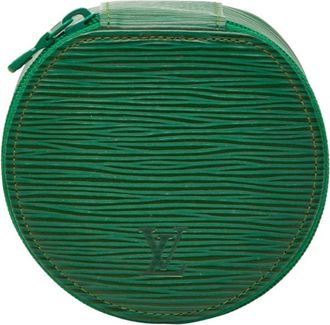 Louis Vuitton Borneo Green Leather Pouch (Pre-Owned)
