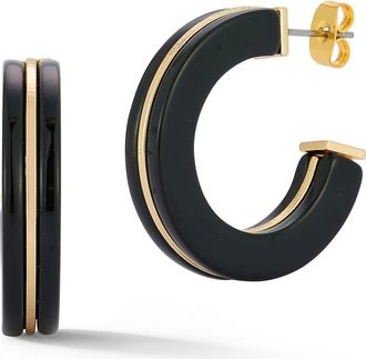 Sphera Milano Resin Hoop Earrings in Gold/Black at Nordstrom Rack