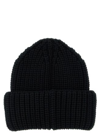 Moncler Mens Black Virgin Wool Beanie Accessory