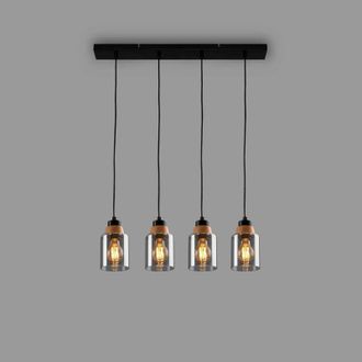 Briloner L&aacute;mpara Colgante Royk 65 Cm Negro Y Vidrio Ahumado 65 X 9,5 X 120 Cm