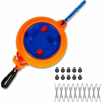 OEM Tendedero Retr&aacute;ctil Para Camping - Port&aacute;til - 8 M - Tendedero Extensible - Para Jard&iacute;n, Viajes, Ba&ntilde;o, Lavadero (10 Bucles Fijos Y 20 Pinzas) - Crezuo