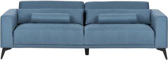 Beliani Beliani - Sof&aacute; Tapizado 3 Plazas Altura Respaldo Ajustable Tela Azul Ange