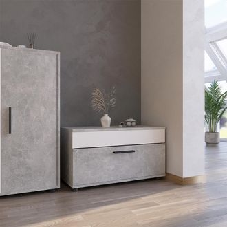 Vicco Estanter&iacute;a Berno, Hormig&oacute;n/blanco, 70.8 X 38.9 Cm Con Puerta Abatible
