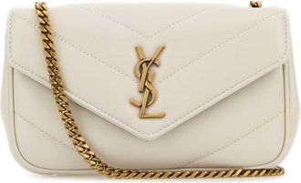 Saint Laurent Ivory Leather Mini Lou Lou Crossbody Bag