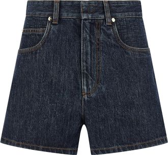 Fendi Blue Cotton Bermuda Womens Shorts