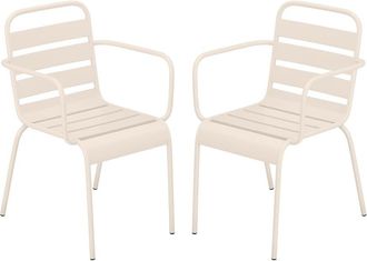 VENTE-UNIQUE.COM Juego de 2 sillas de jard&iacute;n acero beige