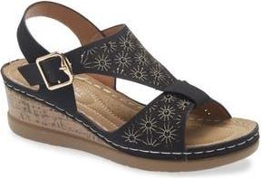 Eddie Marc Zora Wedge Sandal in Black at Nordstrom Rack, Size 10