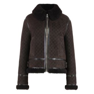 Gucci Coats - Dames - Leren en Su&egrave;de Jassen - Bruin - M - Jassen