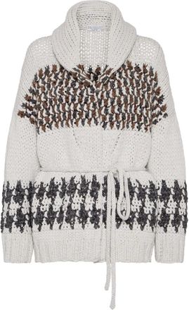 Brunello Cucinelli shawl-lapels cardigan - women - Cashmere - M - Neutrals