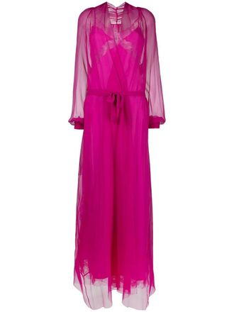 Alberta Ferretti two-piece silk shift gown - women - Silk/Polyamide/Silk - 46 - Purple