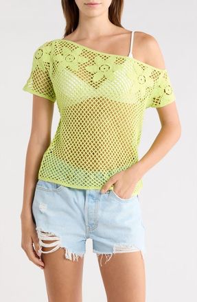 PacSun Valerie Open Stitch One-Shoulder Top in Green at Nordstrom, Size Xx-Small