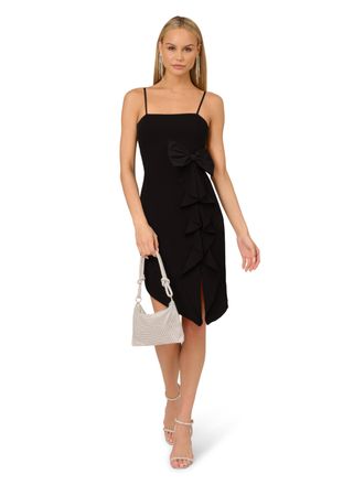 Adrianna Papell Womens Knit Crepe Mini Dress in Black - Size 12 UK