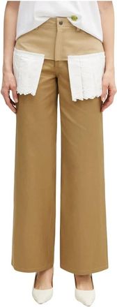 Andersson Bell Lace Pleats Skirt Pants - Dames - Wijde Broeken - Beige - M - Katoen - Broeken