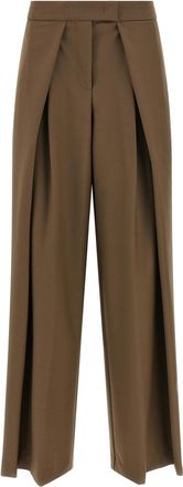 Nude Brown Tailored Pleated Pants