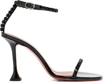 Amina Muaddi Gigi Sandal 95 - Dames - Sandalen met hakken - Zwart - 38 EU - Leer - Schoenen